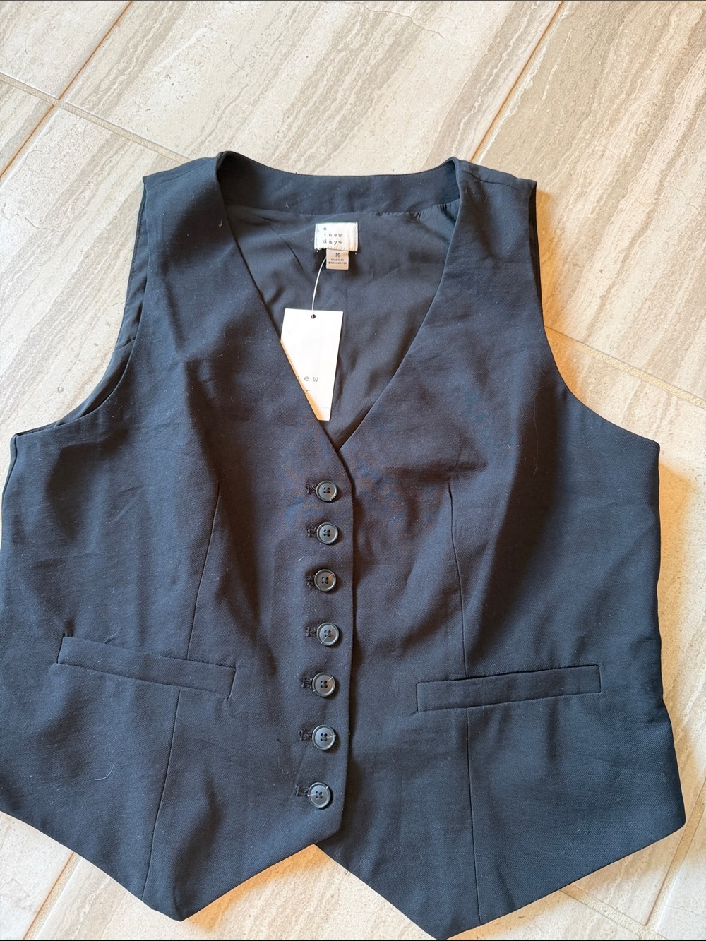 a new day Black Women's Button-Front Tailored Vest